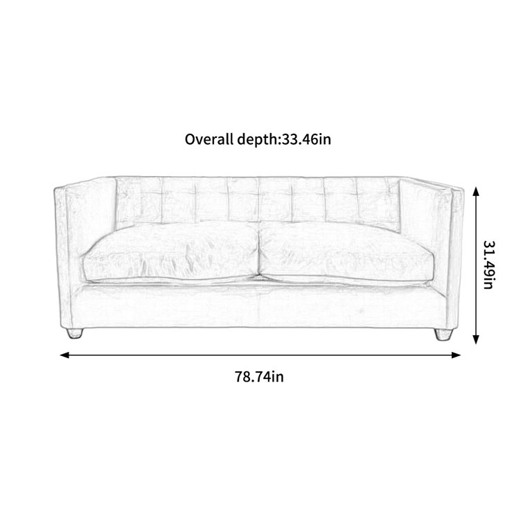 Everly Quinn Highend French simple sofa Villa three yellow sofa